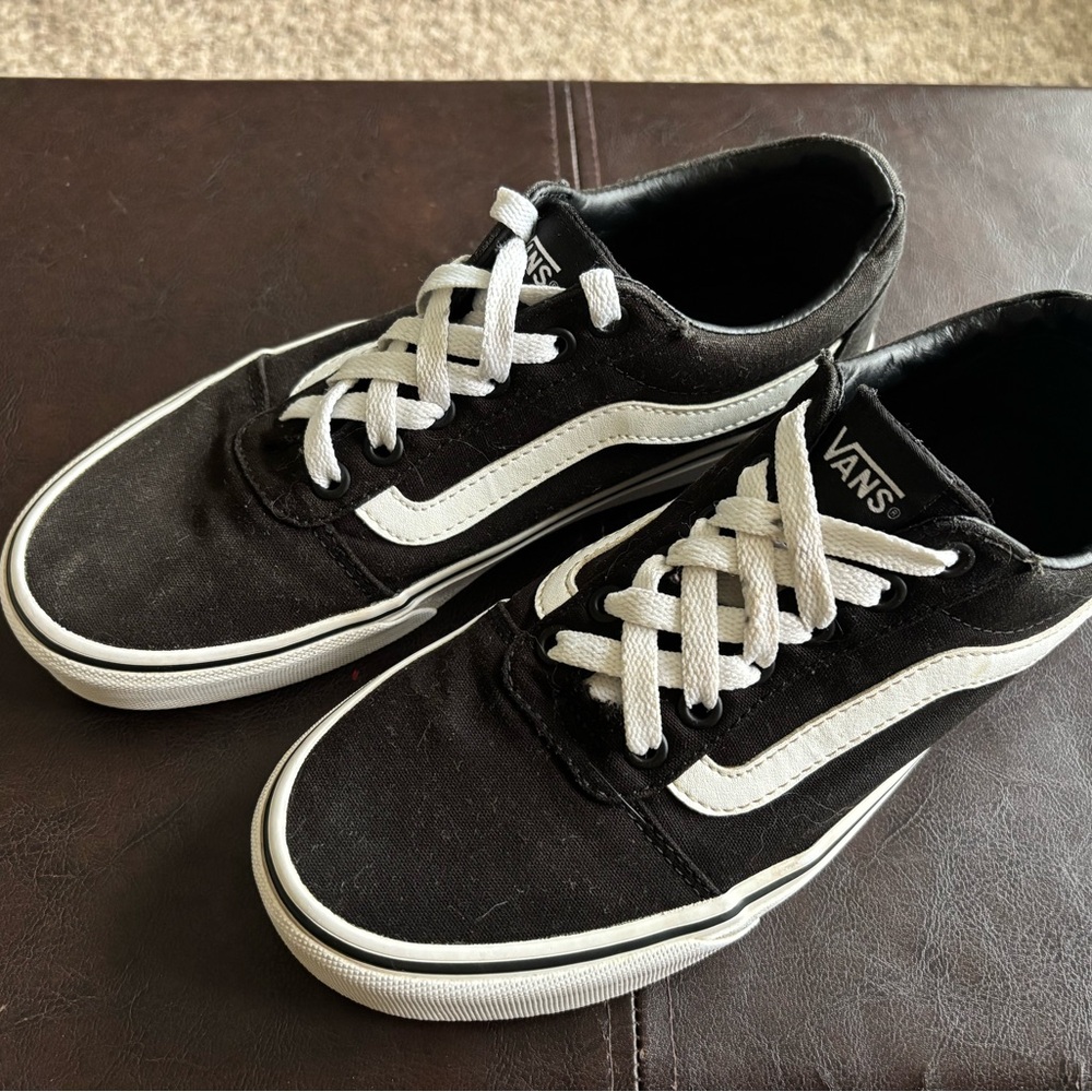 Vans Black and White Classic Stripe Sneakers